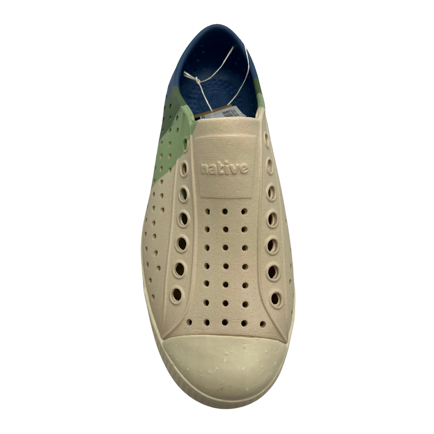 Top view of EVA perforated shoe with rounded toe