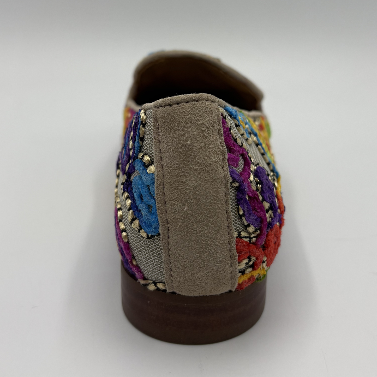 Back view of a colourful loafer