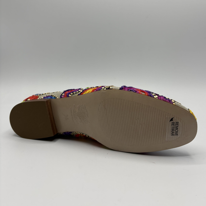 Bottom view of a colourful loafer