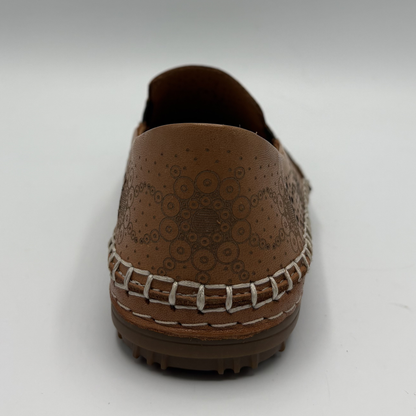 Brown loafer shoe on a white background
