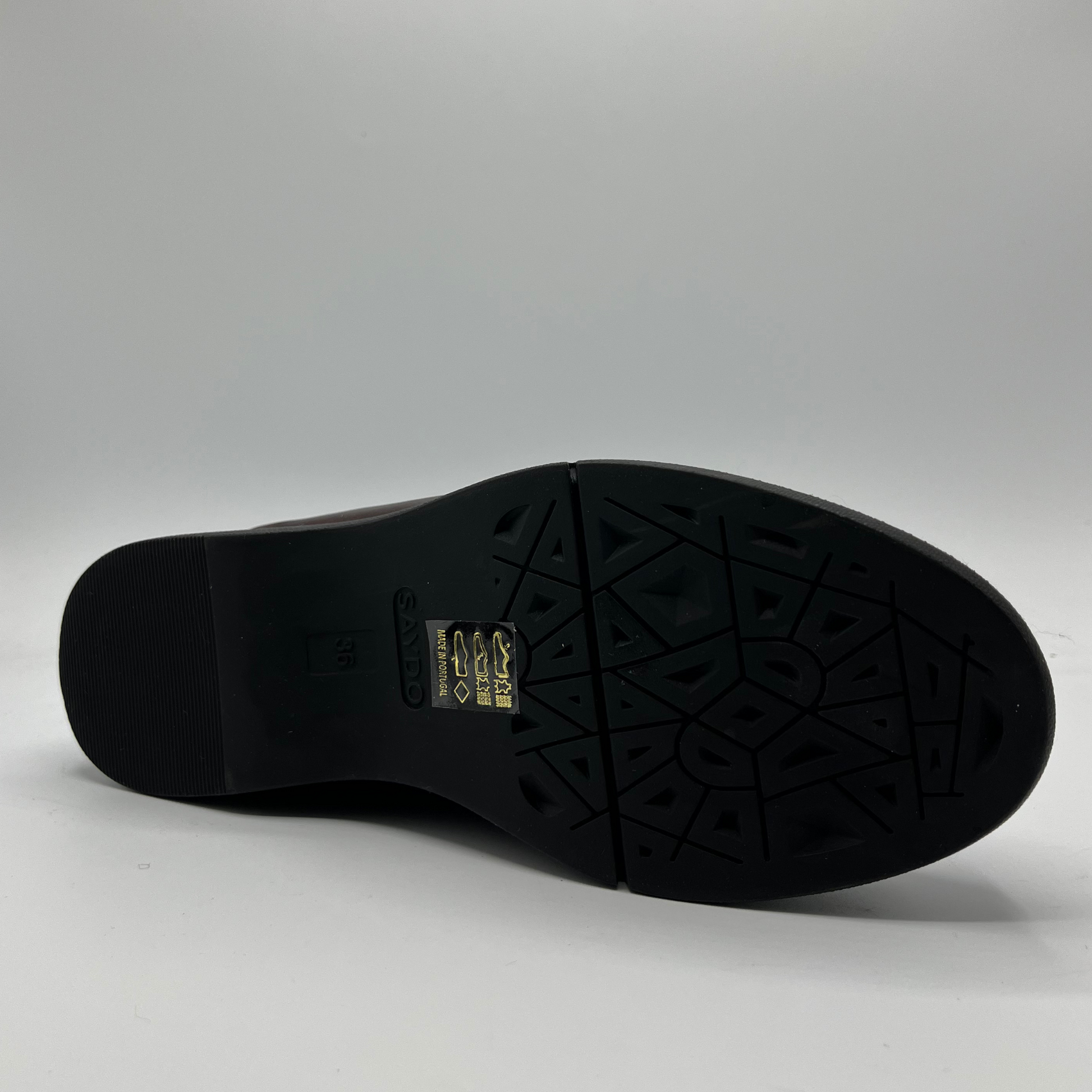 Black shoe sole on a gray background