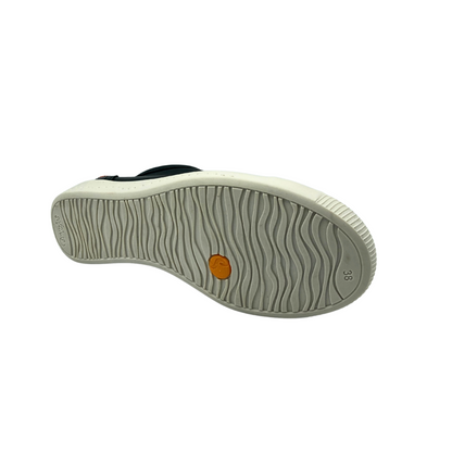 Sole of leather slip on sneaker.  Rubber sole