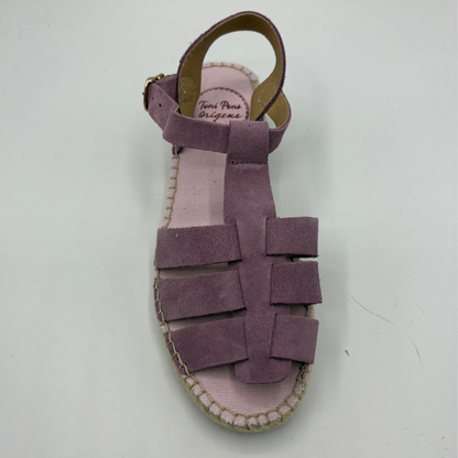 Purple sandal with pink sole on a white background