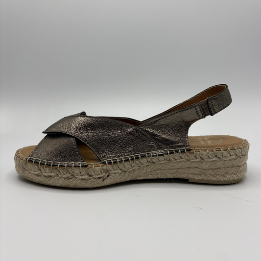 Bronze espadrille sandal on a white background