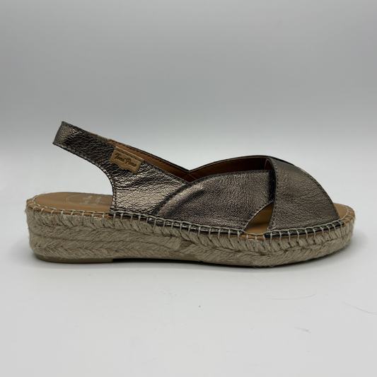 Bronze espadrille sandal on a white background
