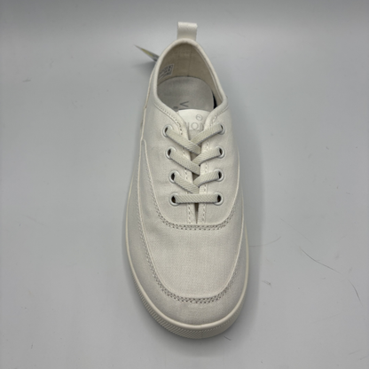 White sneaker on a gray background