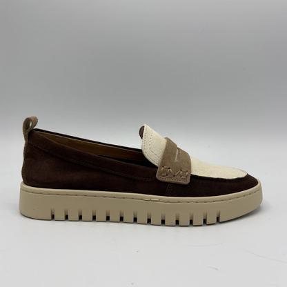 Right view of a multi coloured leather loafer