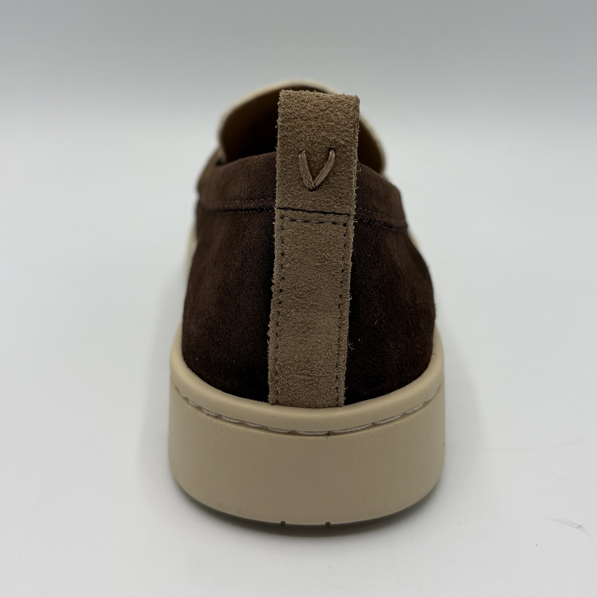 Back view of a multi coloured leather loafer