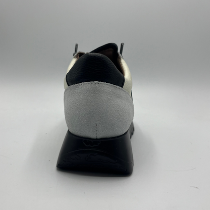 Black and gray shoe on a white background