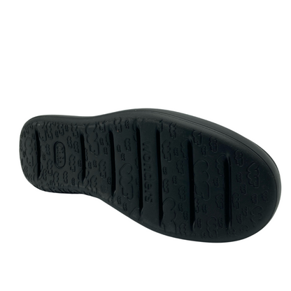 Bottom view of black rubber sole