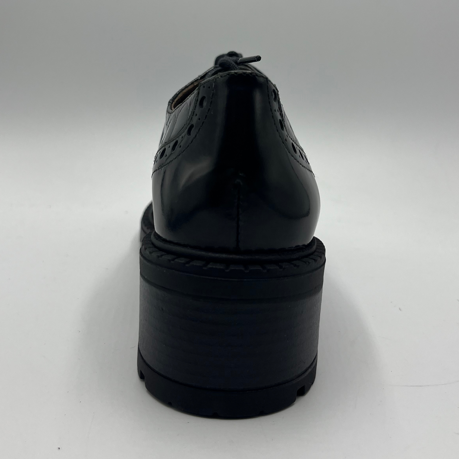 Black dress shoe on a white background