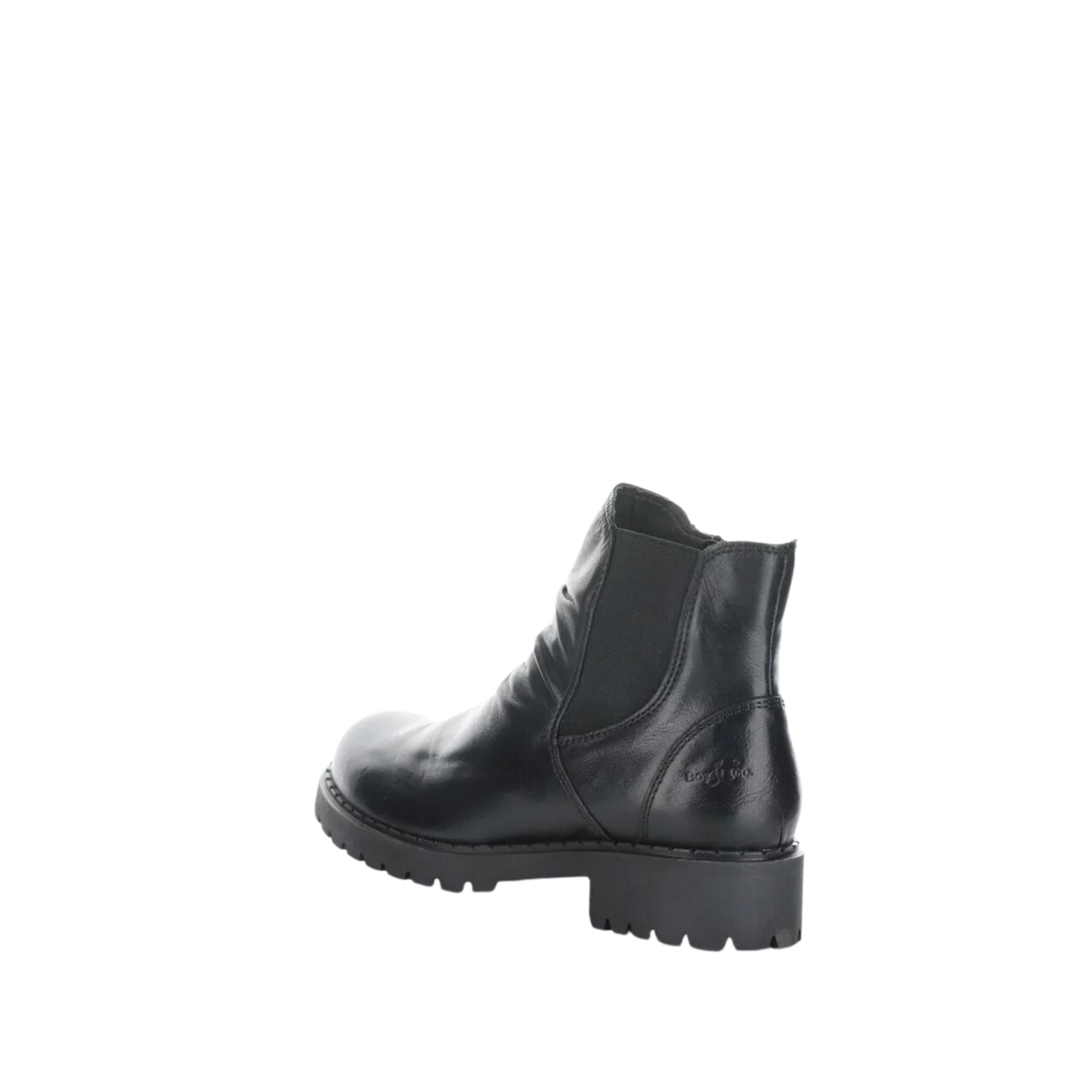 Rear angled profile of the Bos & Co Barb Boot in the colour Black.