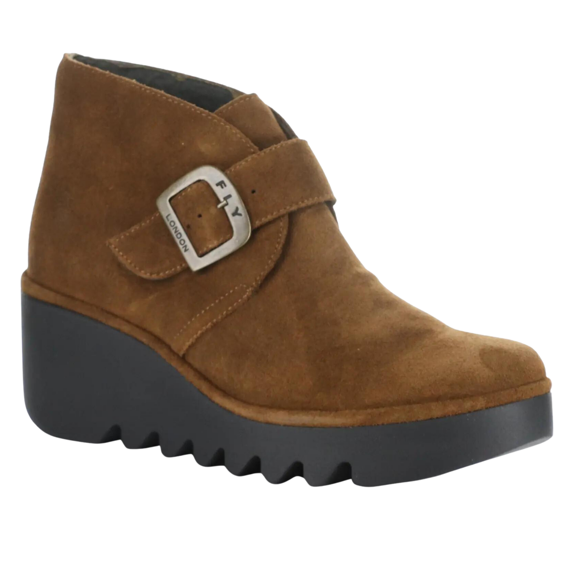 Front angled profile of the Fly London Birt Boot in the colour Camel Tan.