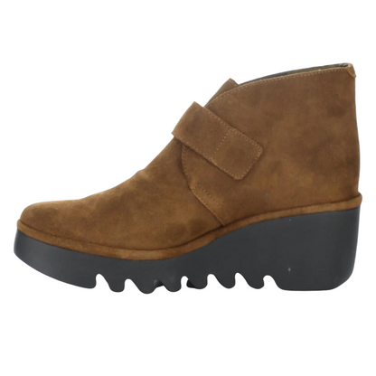 Left side profile of the Fly London Birt Boot in the colour Camel Tan.