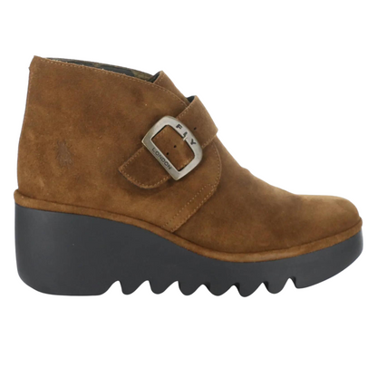 Right side profile of the Fly London Birt Boot in the colour Camel Tan.