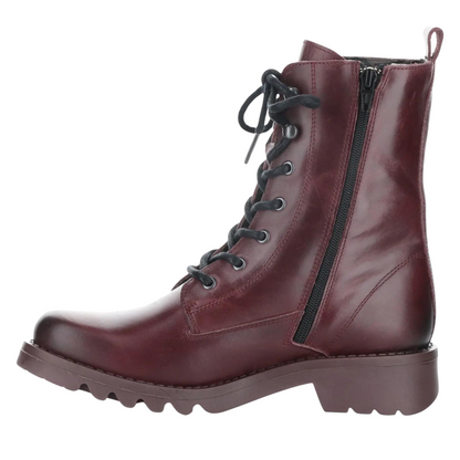 Left side profile of the Fly London Reid Boot in the colour Purple.