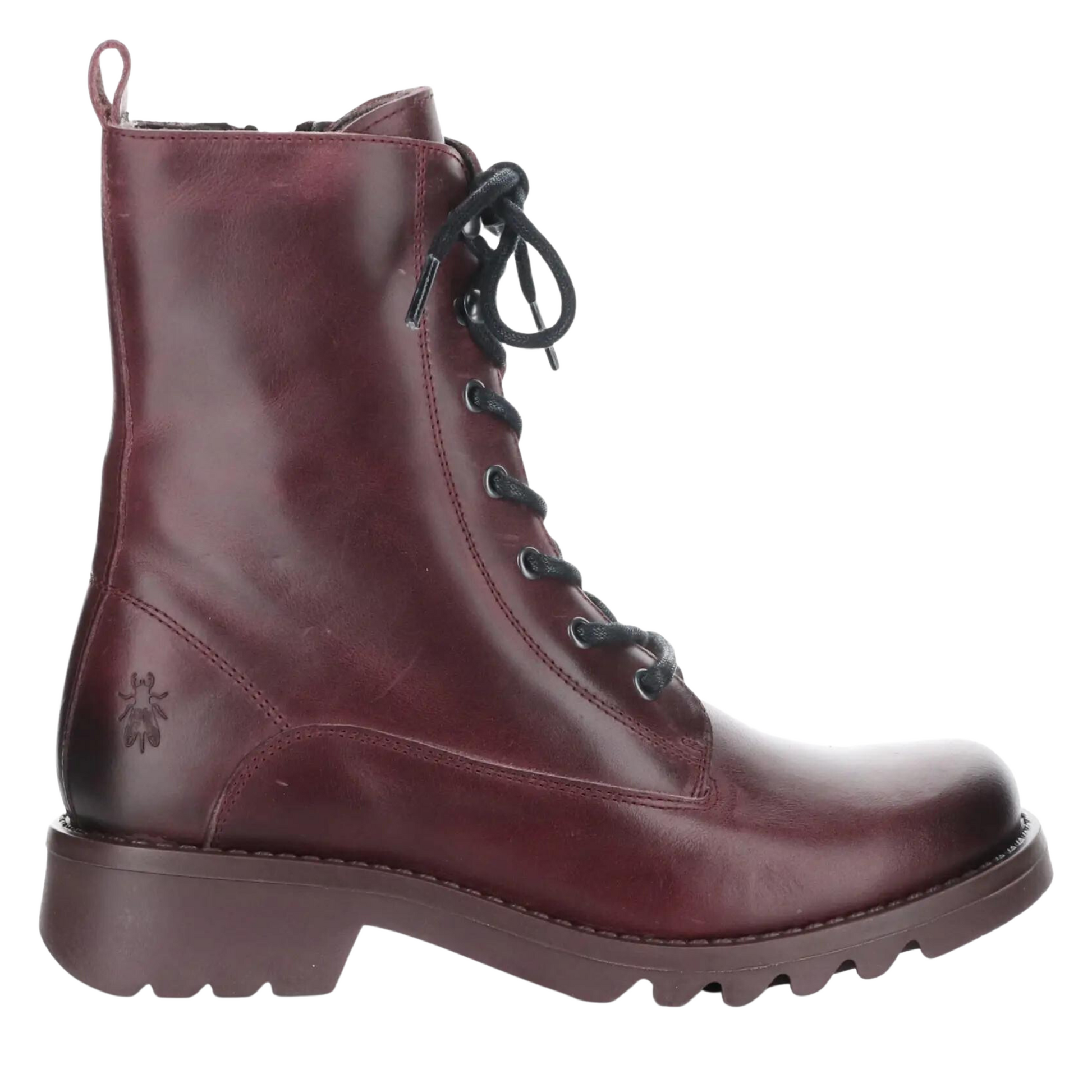 Right side profile of the Fly London Reid Boot in the colour Purple.