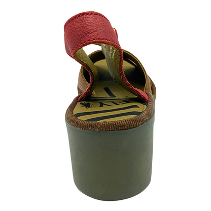 Rear view of wedge sandal.  Solid, rubber wedge sole