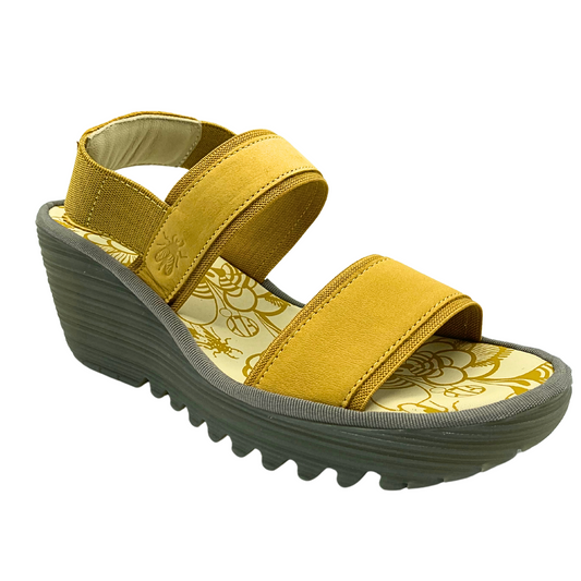 Angled front view of the Fly Londo Yaco sandal in Bumblebee