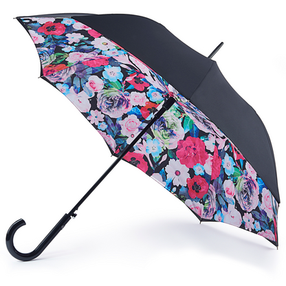 A photo of the Fulton Bloomsbury2 umbrella in the colour Vibrant Floral. This photo shows what the umbrella looks like when it has been opened.