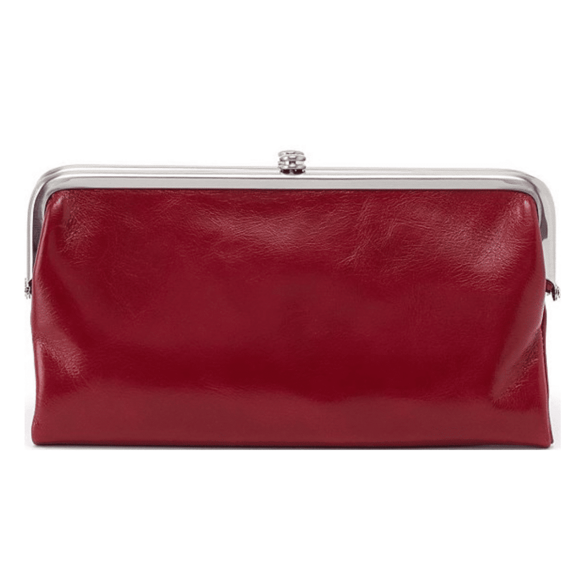 A leather wallet in the colour cardinal.
