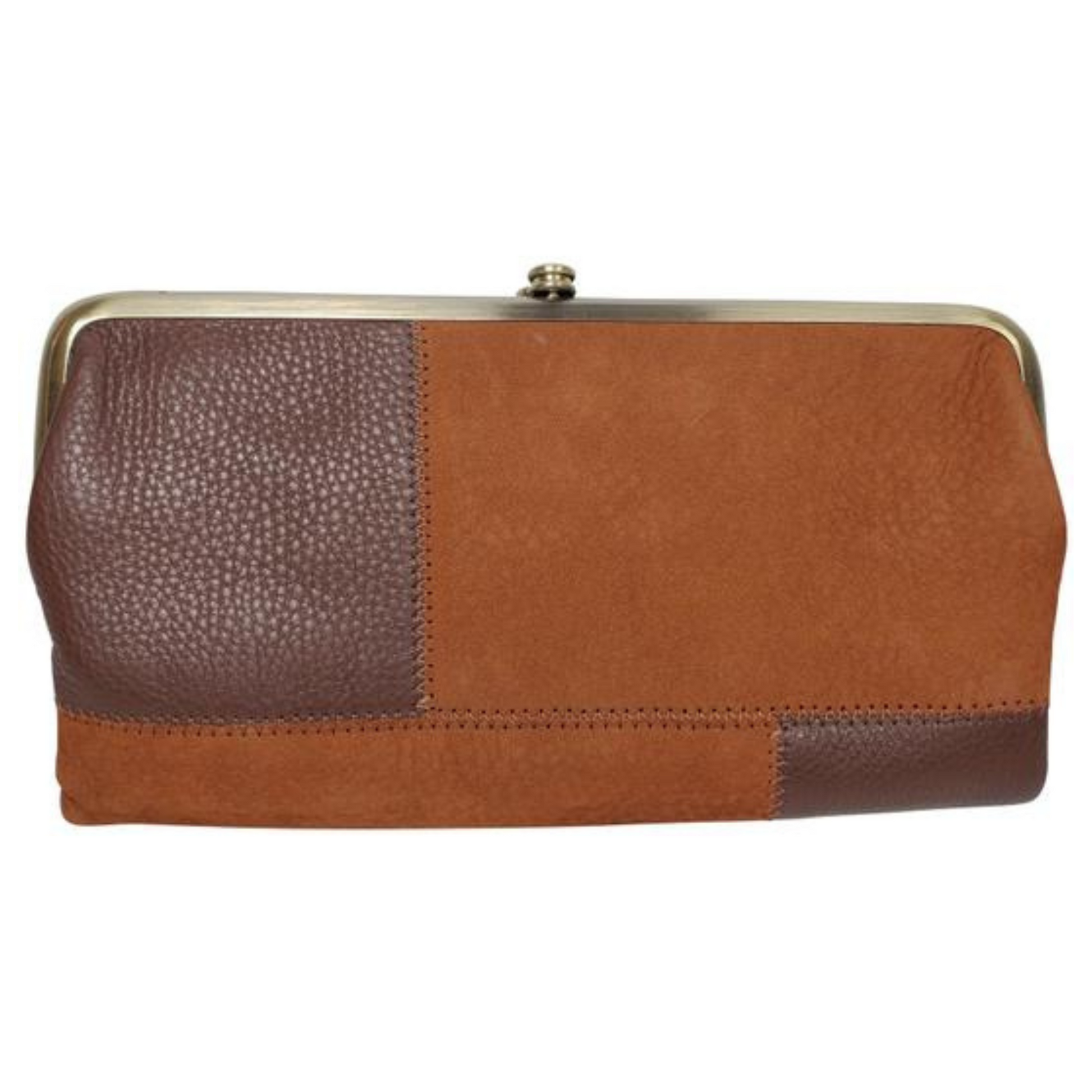 A brown leather wallet in the colour tobacco.