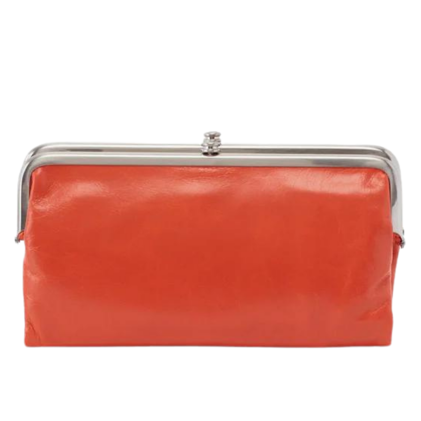 A leather wallet in the colour zinnia.