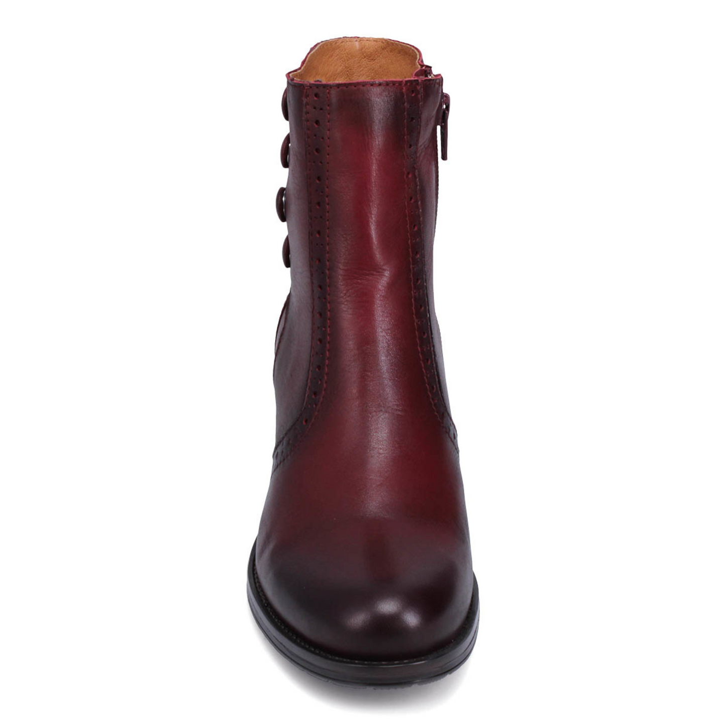 Front profile of the Miz Mooz Jake Boot in the colour Bordeaux.