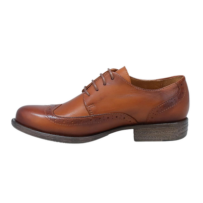 Left side profile of the Miz Mooz Luther Shoe in the colour Brandy.
