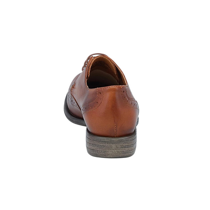 Rear profile of the Miz Mooz Luther Shoe in the colour Brandy.