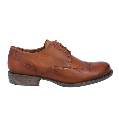 Right side profile of the Miz Mooz Luther Shoe in the colour Brandy.