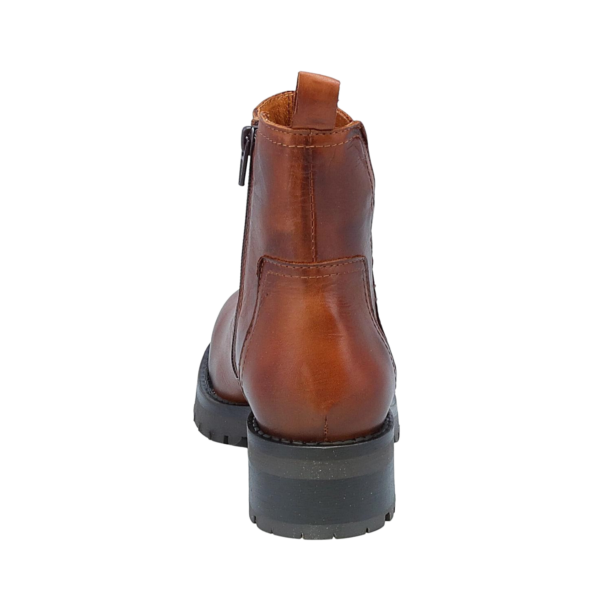 Rear profile of the Miz Mooz Poolie Boot in the colour Brandy.