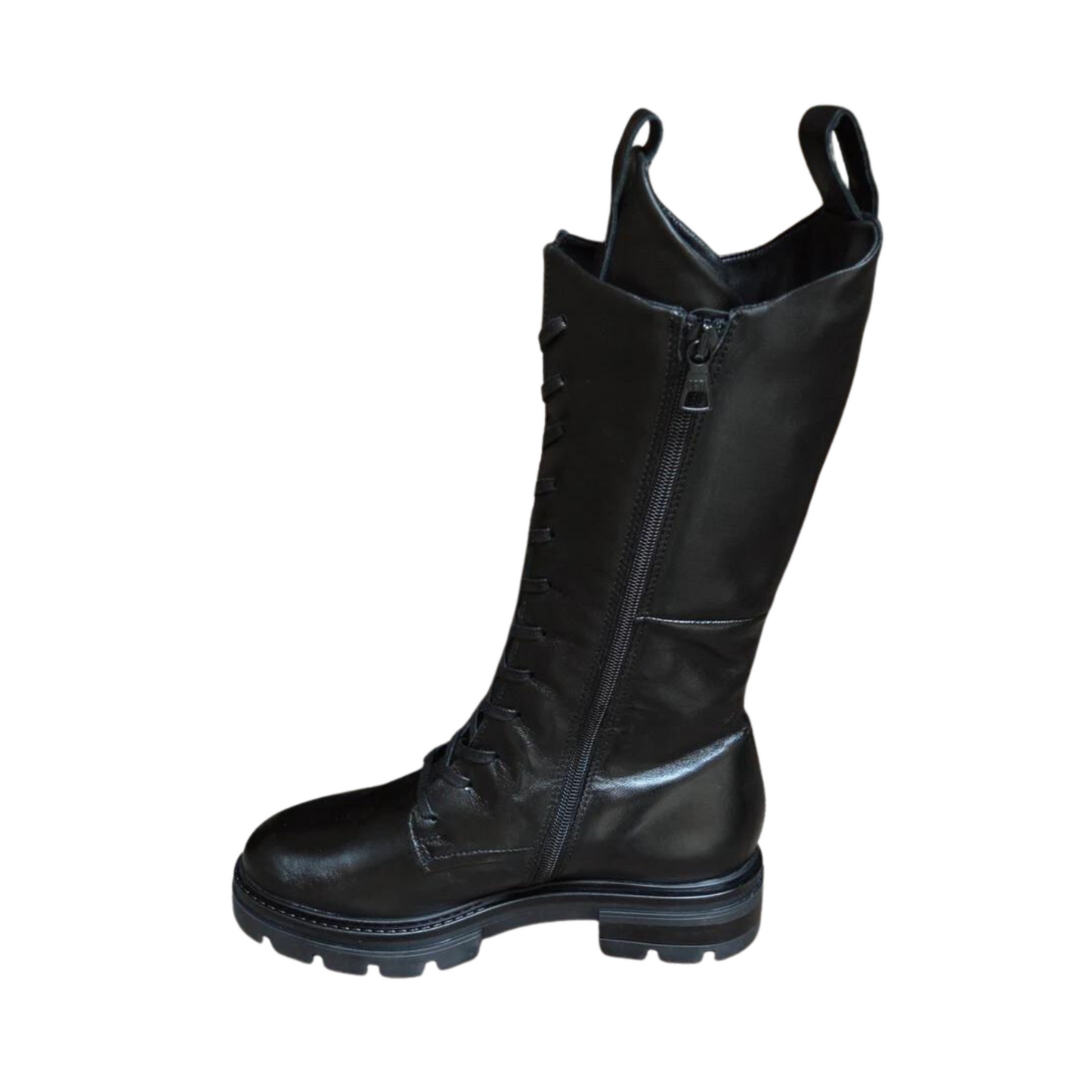 Left side profile of the Mjus Bologna Boot in the colour Black.