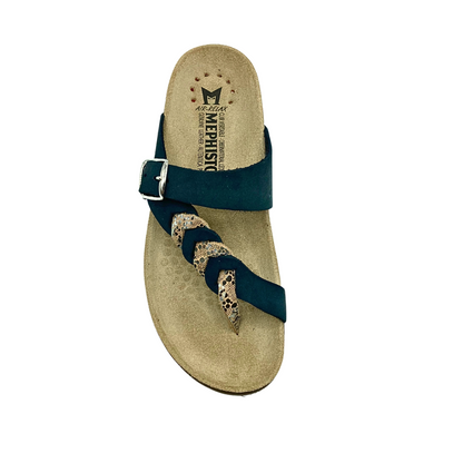 Top down view of right shoe.  Beautiful braid detailing in contrasting leathers.