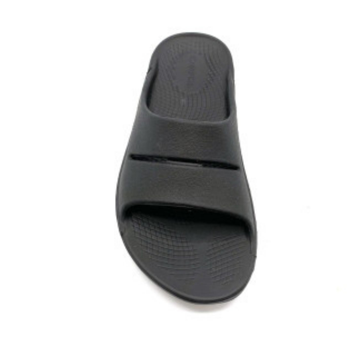 Front View of the slide showing the top straps and the insoles