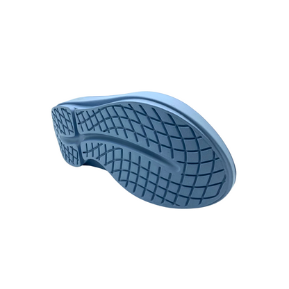 View of bottom sole of foam sandal.