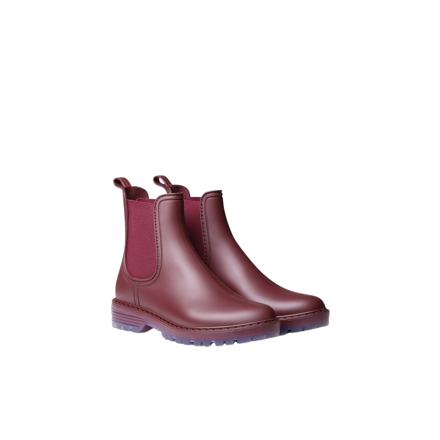 Front angled profiles of a pair of Toni Pons Coney Boots in the colour Burgundy.