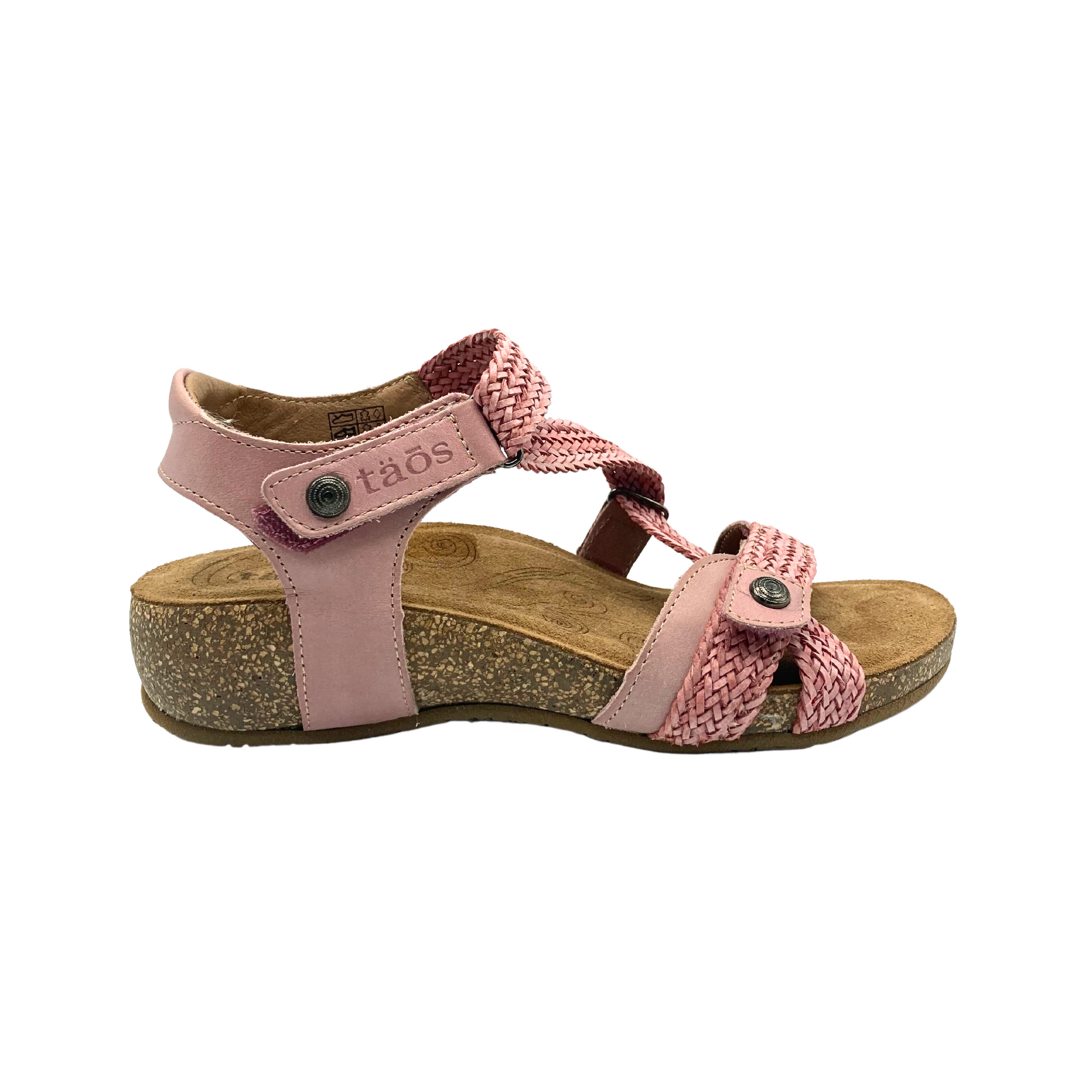Outside view of right shoe.  Taos Trulie offers adjustable straps at forefoot and ankle.