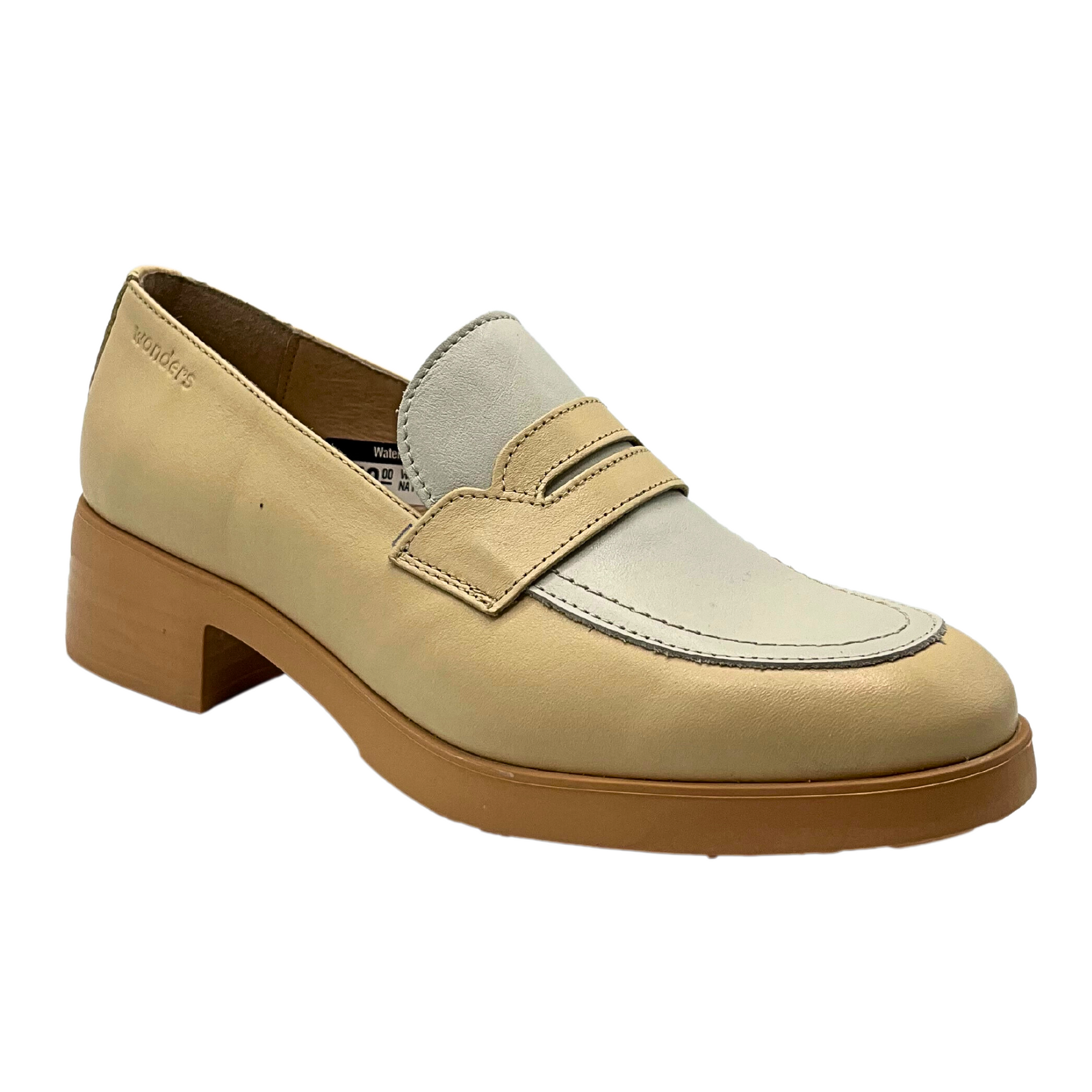 Angled front view of a slip on loafer from Wonders