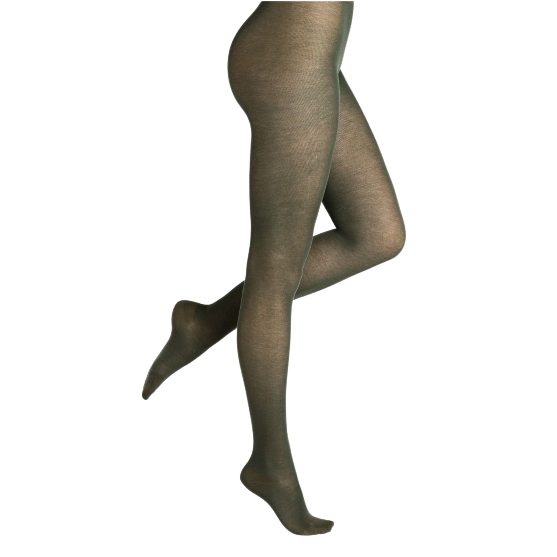 Translucent green tights on lower body.