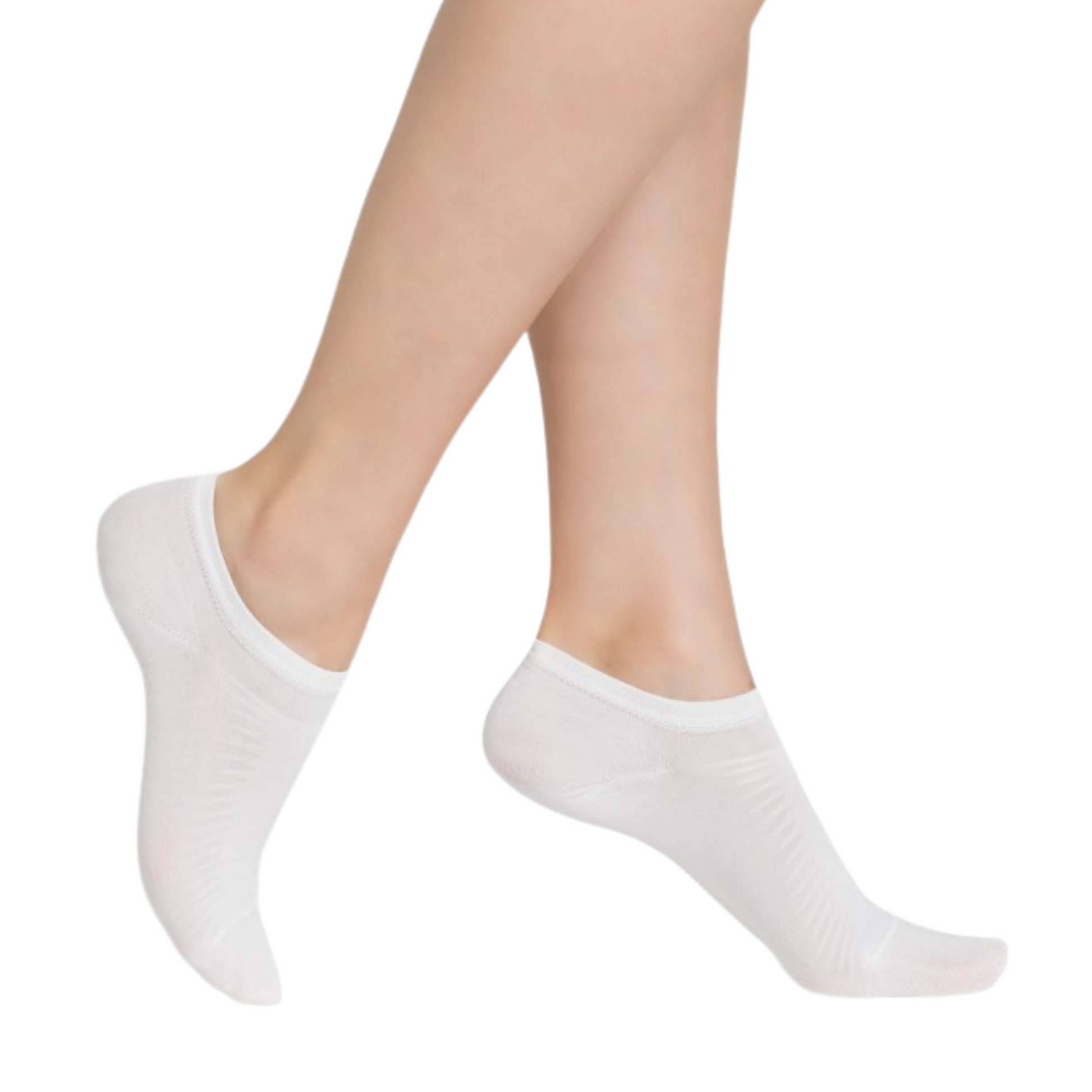 A pair of low cut ankle height socks in white is pictured.